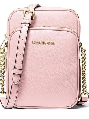 Michael Kors Light Pink Pebbled Leather Crossbody with Gold Hardware
